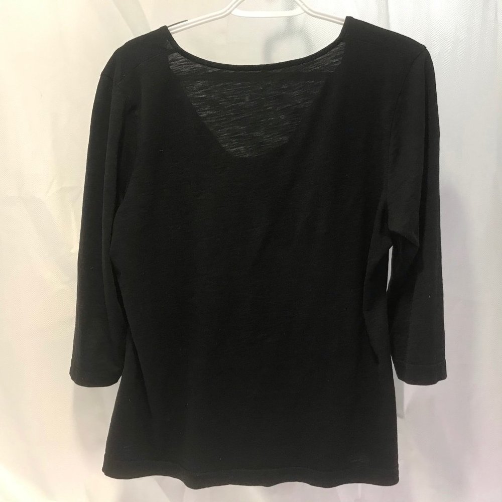 Eddie Bauer Cowl Neck 3/4 Sleeve Top, Size Large - Picture 2 of 8